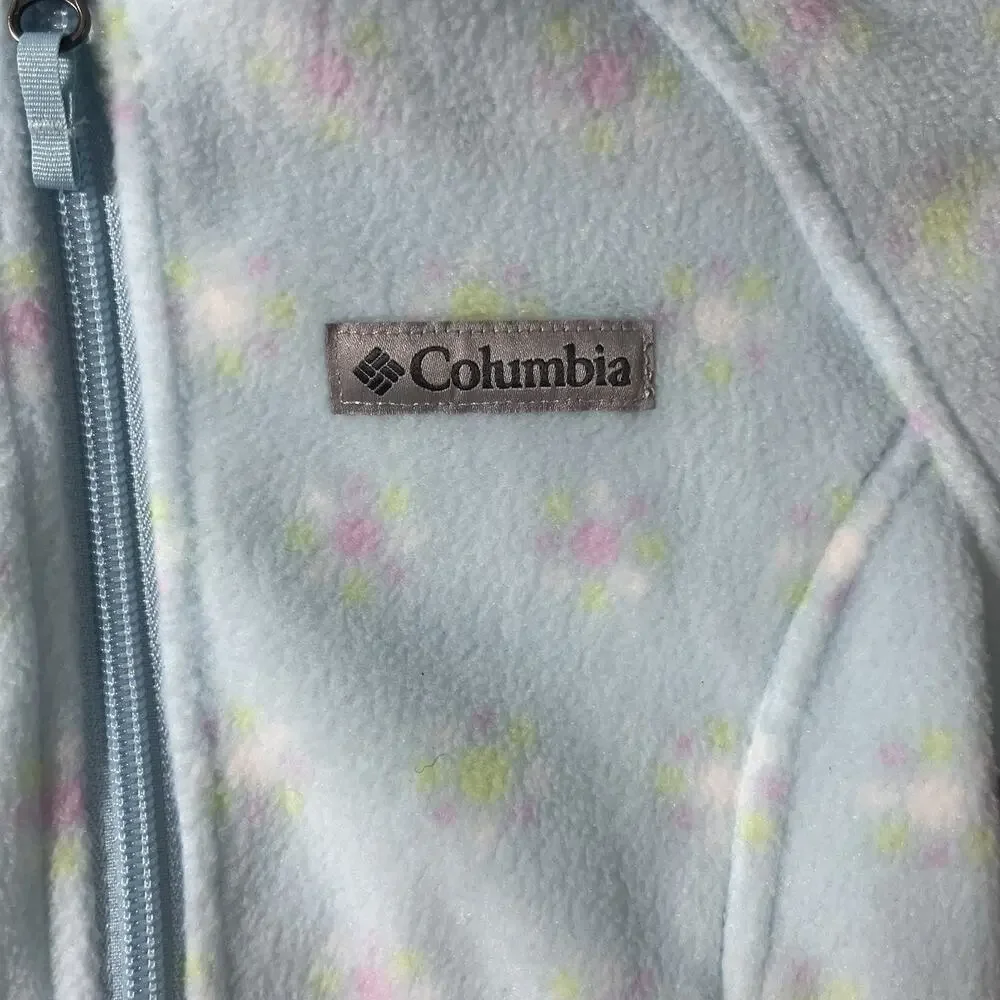 NEW Columbia Fleece Jacket Youth XXS 4/5 Light Blue‎ Floral Full Zip Girl